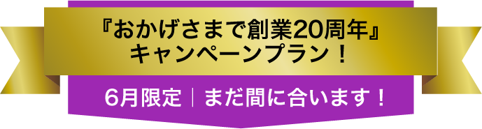 『おかげさまで創業20周年』キャンペーンプラン！／6月限定｜まだ間に合います！