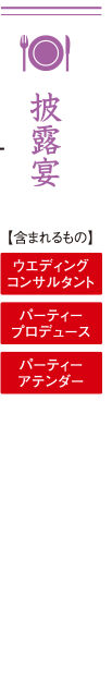 披露宴：【含まれるもの】ウエディングコンサルタント　パーティープロデュース　パーティーアテンダー