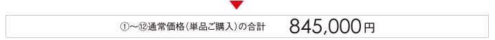 （1）〜（12）通常価格（単品ご購入）の合計　845,000円